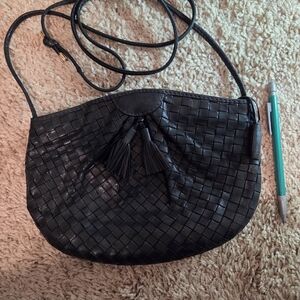 Vintage Peruzzi Firenze Black Woven Leather Bag